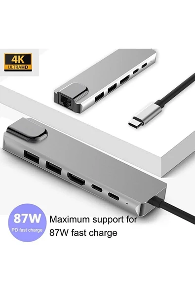 Daytona Fc04 Macbook Uyumlu Type-c™ To 4k Hdmı Usb 3.0 Gigabit Ethernet 6ın1 Çevirici Hub Adaptör