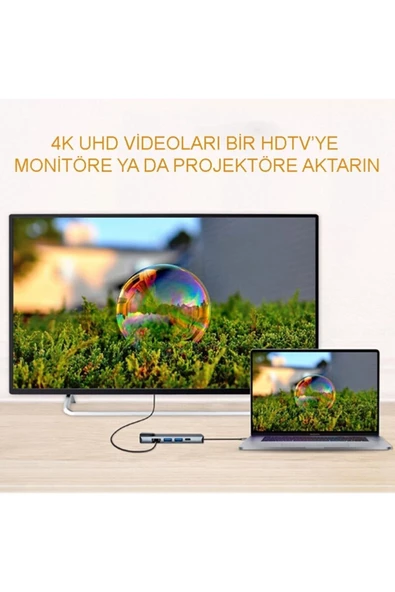 Daytona Cf55 Macbook Uyumlu Type-c To 2xusb 3.0 4k Hdmı Ethernet Pd Çevirici Hub Adaptör - 5