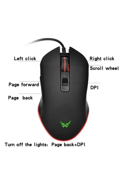 Daytona T40 2400 Dpı Rgb Işıklı Profesyonel Kablolu Optik Oyuncu Mouse - 5