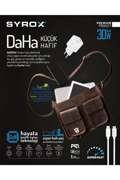 SYROX Type-C Giriş Başlık & Type-C To Lightning Kablo 30W Quick Şarj İphone 11 12 13 14 Seri