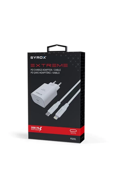 SYROX Pd20L Type-C Başlık Giriş | Iphone Kablolu 20W 3.0 Amper Pd Ev Şarj Aleti