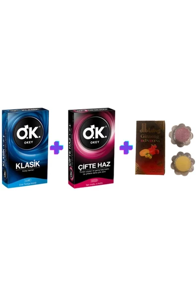 BKVCENTER Ok Klasik 10'Lu + Ok Çifte Haz 10'Lu + Ginseng Bonbon