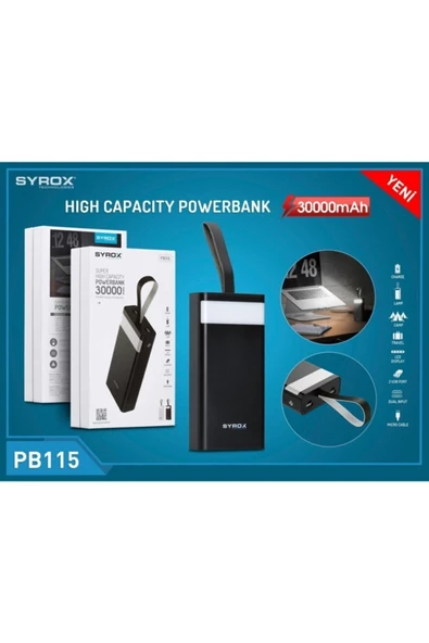 OEM Syrox 30000 Powerbank Syx-Pb115 Siyah Renk Siyah