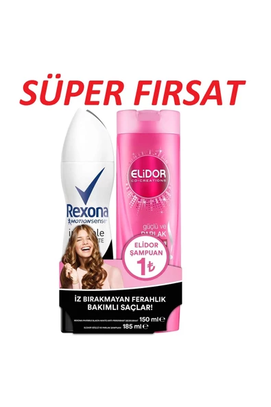 REXONA Invisible Black & White Deodorant 150 Ml Elidor Şampuan Güçlü & Parlak 200 Ml 350 Ml