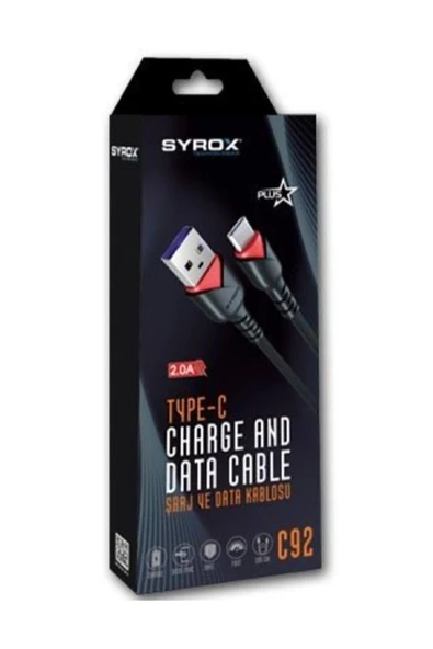 SYROX C92 2.0 Mah Extra Dayanıklı Örgülü Type-C Şarj Data Kablosu