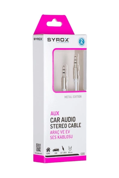 SYROX C20 Aux Araç Ve Ev Ses Kablosu Syrox C20 Aux Araç Ve Ev Ses Kablosu