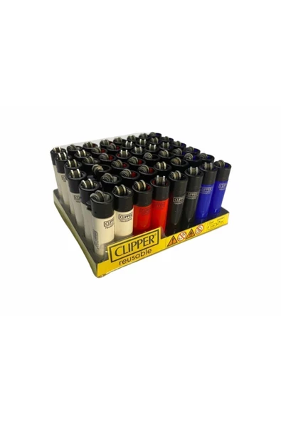 CLİPPER Reusable Taşlı Çakmak 48 Adet 4 Renk