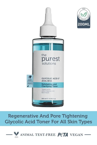 The Purest Solutions Exfoliating Clarifying Glycolic Acid 5% AHA + BHA Tonik 200 m - 6