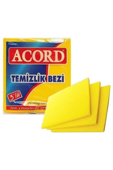 ACORD 3 Lü Temizlik Bezi Sarı Bez Çok Amaçlı 35X38 504