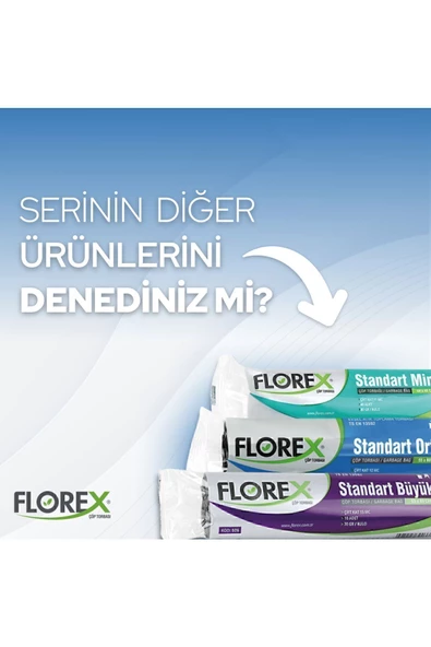 FLOREX Standart Orta Boy Mavi Çöp Poşeti X 5 Rulo - 4