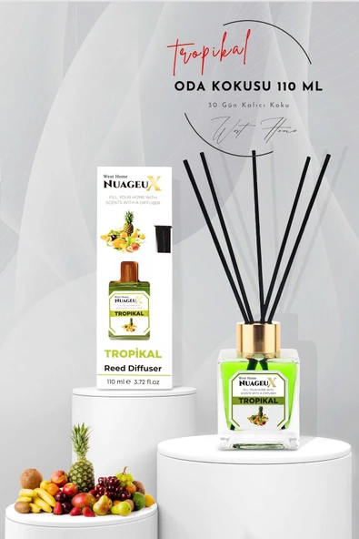 WEST HOME Tropikal Oda Kokusu Bambu Çubuklu,Ferahlatıcı,Stres Azaltıcı Ve Rahatlatıcı,Otuz Gün Kalıcı 110 Ml - 2