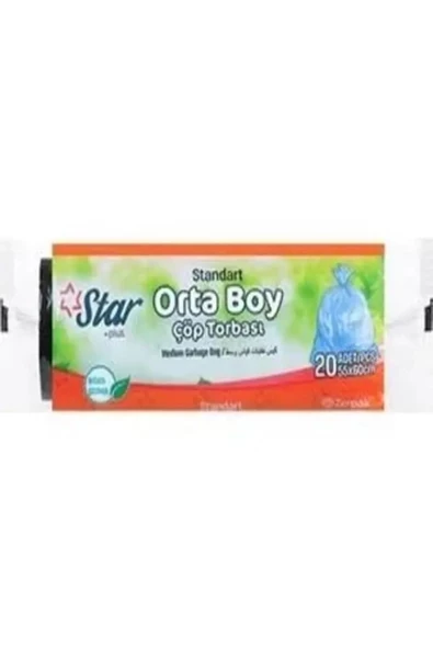 STARBAG Çöp Poşeti Orta Boy 55X60 - Mavi - 1 Rulo 5'Li