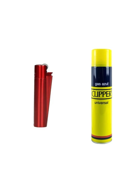 CLİPPER Clıpper Tam Metal Taşlı Çakmak (Kırmızı/Kartal) + Clıpper 250Ml Çakmak Gazı (Metal Kılıf Hediyeli)