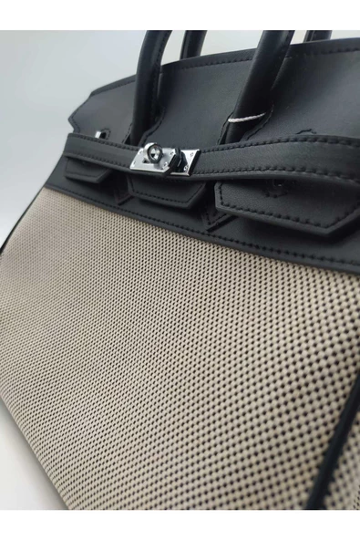 POWERDEX A Vert Olıve Clémence Leather & Toıle Bırkın 35 Wıth Gold Hardware - 2