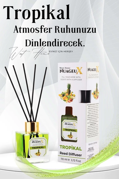 WEST HOME Tropikal Oda Kokusu Bambu Çubuklu,Ferahlatıcı,Stres Azaltıcı Ve Rahatlatıcı,Otuz Gün Kalıcı 110 Ml - 3
