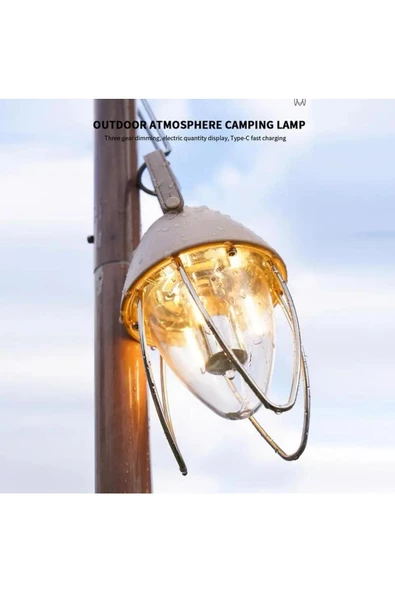 Dekoratif Taşınabilir Ledli Krem Kamp Lambası Pd-5555 - 3