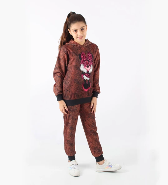 Triliya-Kız Çocuk Kapüşonlu Mickey Dijital Mevsimlik Eşofman Takımı- 4-12 Yaş - 2