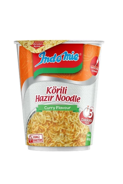 İNDOMİE Hazır Bardak Noddle Köri Çeşnili 60 G