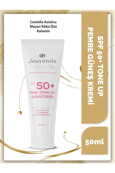 JEUVENİLE JEUVENİLE SPF 50+ Pembe Güneş Kremi - Renk Tonu Eşitleyici (Centella Asiatica, Meyan Kökü Özü, Kalamin)