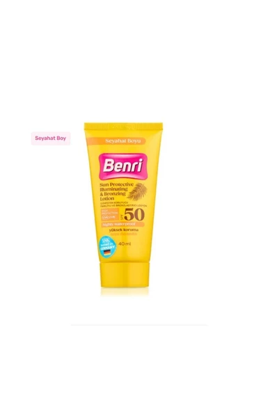 BENRİ BENRİ Güneşten Koruyucu Parıltılı ve Bronzlaştırıcı Losyon 50SPF 40 ml