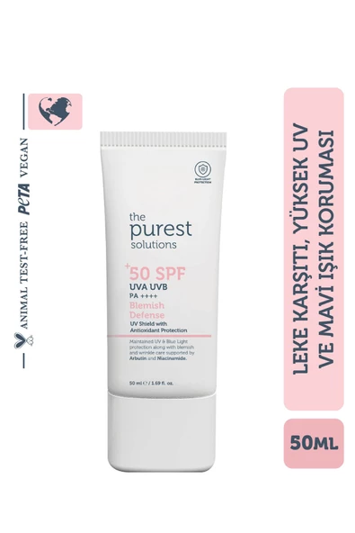 THE PUREST SOLUTİONS THE PUREST SOLUTİONS Leke Karşıtı ve Cilt Tonu Eşitleyici Renkli Güneş Koruyucu Krem SPF 50, 50 ml