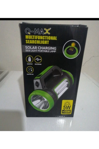 Q-MAX Güneş Enerjiyle Şarj Dolan Uzun Menzilli Şarj Edilir Çok Işıklı Dayanıklı El Feneri - 4