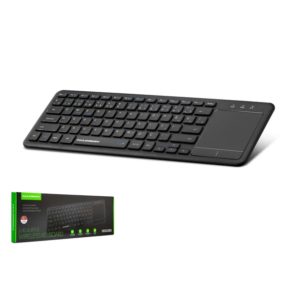 Hadron HDX2505 Türkçe-Q Bluetooth + 2.4 Ghz Kablosuz Touchpad + Klavye - Siyah