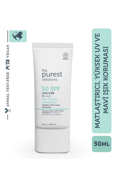 THE PUREST SOLUTİONS THE PUREST SOLUTİONS Yağlı Ve Karma Ciltler Için Matlaştırıcı Güneş Koruyucu Krem Spf 50, 50 Ml.