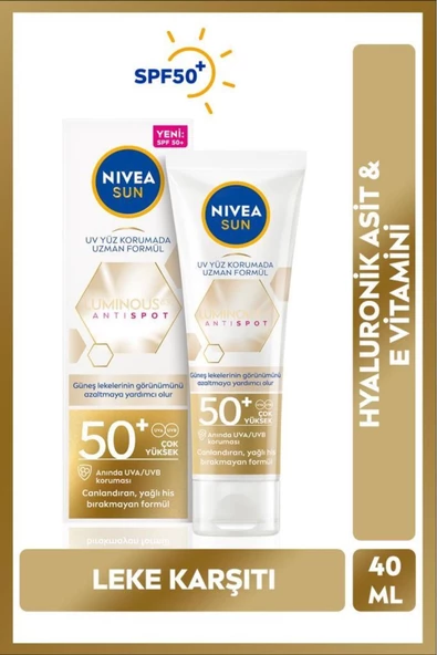 NIVEA NIVEA Luminous630 Leke Karşıtı Güneş Koruyucu Yüz Kremi 40ml, Spf50, Hyalüronik Asit, E Vitamini, Uva/uvb