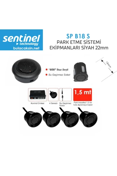 Sentinel Park Sensörü Ses Ikazlı 18mm Siyah