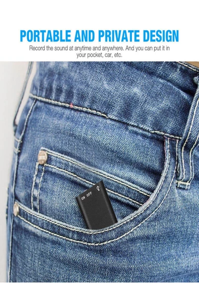 16 Gb Hafızalı Dünyanın En Küçük Ses Kayıt Cihazı 24 Saat Kayıt Dinleme1 Cihazı Kristal Mikrofonlu - 2