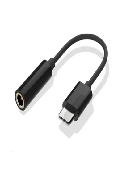 Type-C To Aux 3.5mm Kulaklık Çevirici Dönüştürücü Adaptör Usb-C Adaptör 1.kalite Siyah