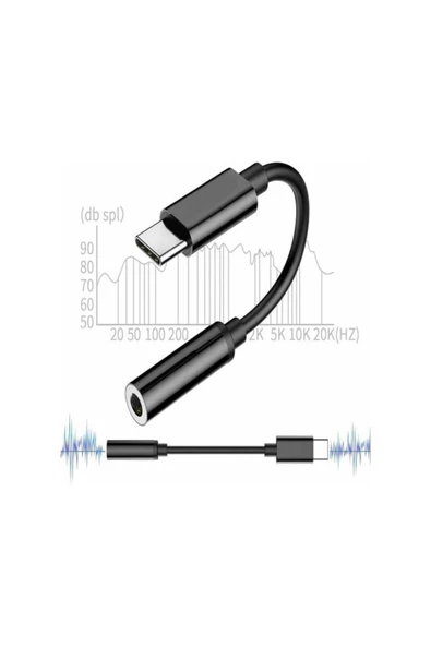 Type-C To Aux 3.5mm Kulaklık Çevirici Dönüştürücü Adaptör Usb-C Adaptör 1.kalite Siyah - 3