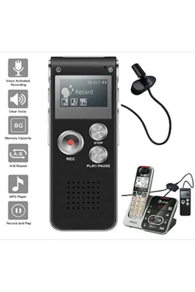 Hs-27 Profesyonel Dijital Voice Recorder Ses Kayıt Cihazı 8 Gb Hafıza Mp3 Çalar - 3