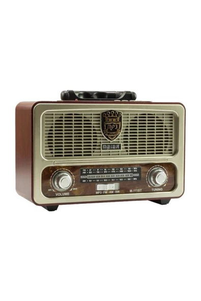 M 111Bt Nostaljik Ahşap Retro Fm Radyo Usb Sd Bluetooth