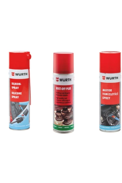 Würth Araç Bakım Seti Silikon Sprey, Motor Temizleme, Pas Çözücü