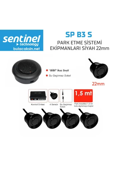 Sentinel Park Sensörü Ses Ikazlı 22mm Siyah