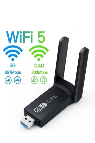 Dual Band Usb 3.0 Adaptör Kablosuz Wifi Alıcı AC1300 Mbps - Güncel Sürüm