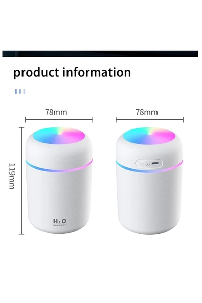 H2o Humidifier 300 ml Ulrasonik Hava Nemlendirici Buhar Makinesi Ve Aroma Difüzörü - 2