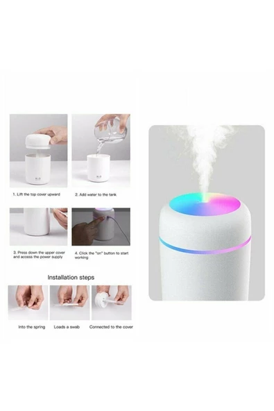 H2o Humidifier 300 ml Ulrasonik Hava Nemlendirici Buhar Makinesi Ve Aroma Difüzörü - 4