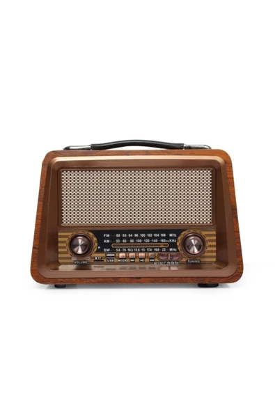 sommeow Gerçek Ahşap Eskitme Bluetooth Hoparlör Mp3 Çalar Müzik Kutusu Nostaljik Radyo - 2