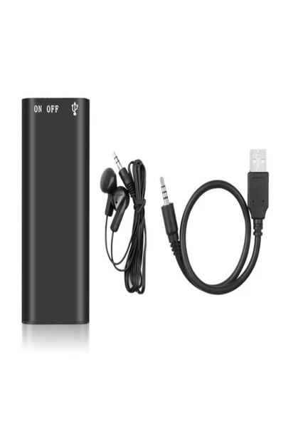 16 Gb Hafızalı Dünyanın En Küçük Ses Kayıt Cihazı 24 Saat Kayıt Dinleme1 Cihazı Kristal Mikrofonlu - 3