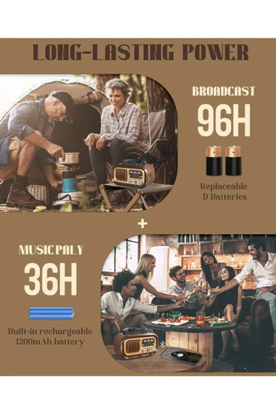Güneş Panelli Nostaljik Görünümlü Radyo Bt/tf/usb/fm/am/sw 3 Bandlı Radyo - 4