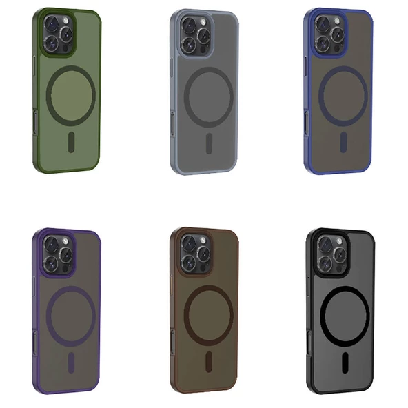 iPhone 16 Pro Kılıf Kablosuz Şarj Özellikli Mat Arka Yüzey Sio Kapak - 2