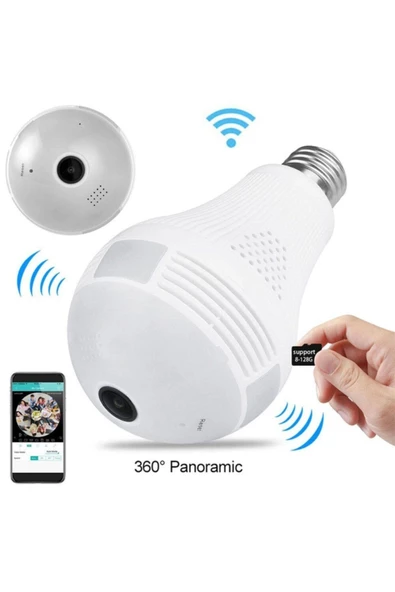 Ip-28 Ampul Şeklinde 360 Derece Panoramik Wifi Ağ Ip Kamera - Resim 2