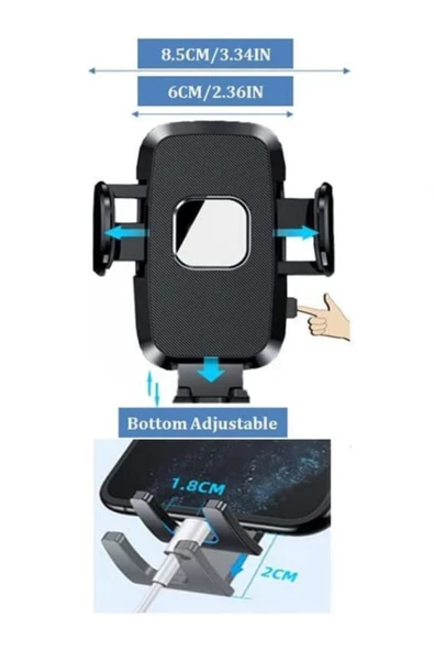 CAR553 Otomatik Klipsli Araba Telefon Tutucu Ayarlanabilir Cam Ve Torpido Için Yüksek Kalite Tutucu - 3
