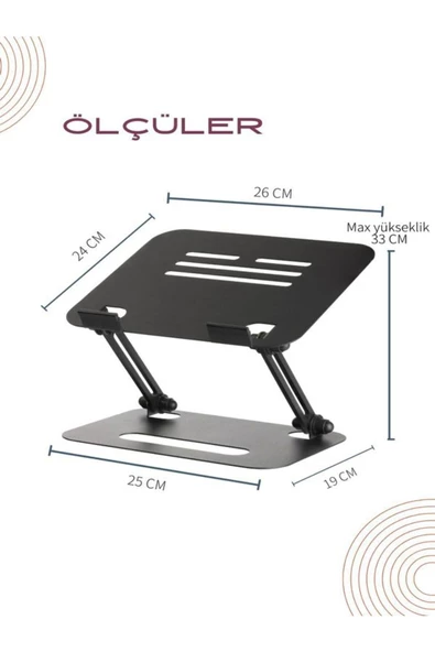 Basic 2 Çelik Dayanıklı Paslanmaz Çizilmez Ayarlanabilir Laptop Standı Yükseltici 15.6" inç'e Kadar - 2