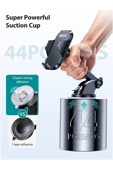 CAR553 Otomatik Klipsli Araba Telefon Tutucu Ayarlanabilir Cam Ve Torpido Için Yüksek Kalite Tutucu - 4