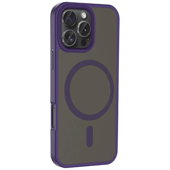 iPhone 16 Pro Kılıf Kablosuz Şarj Özellikli Mat Arka Yüzey Sio Kapak - 12