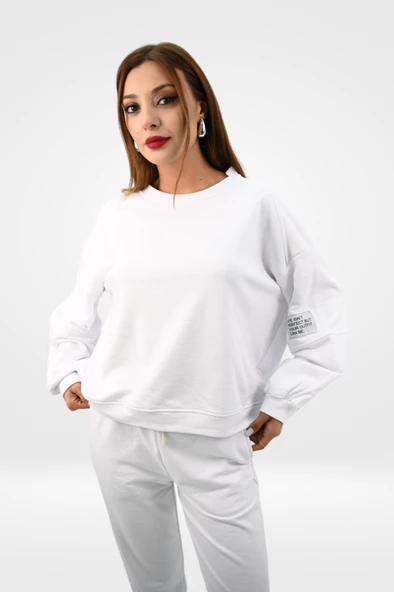 Kadın Bisiklet Yaka Kol Etiket Detaylı Eşofman Takımı 4162-25 - 9